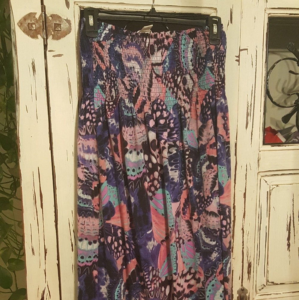 Butterfly wing strapless maxi dress